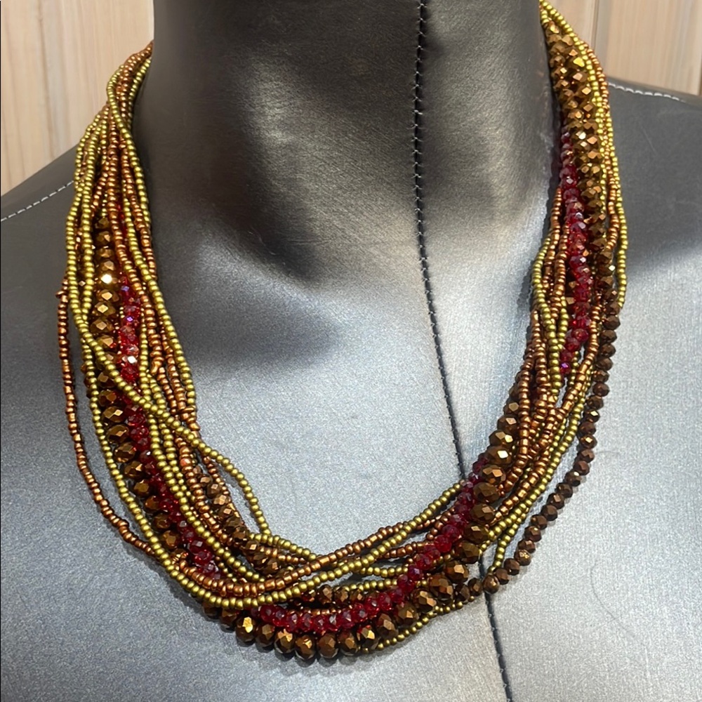 Bamboo Traders Gold and Brown Multi-Strand Necklace